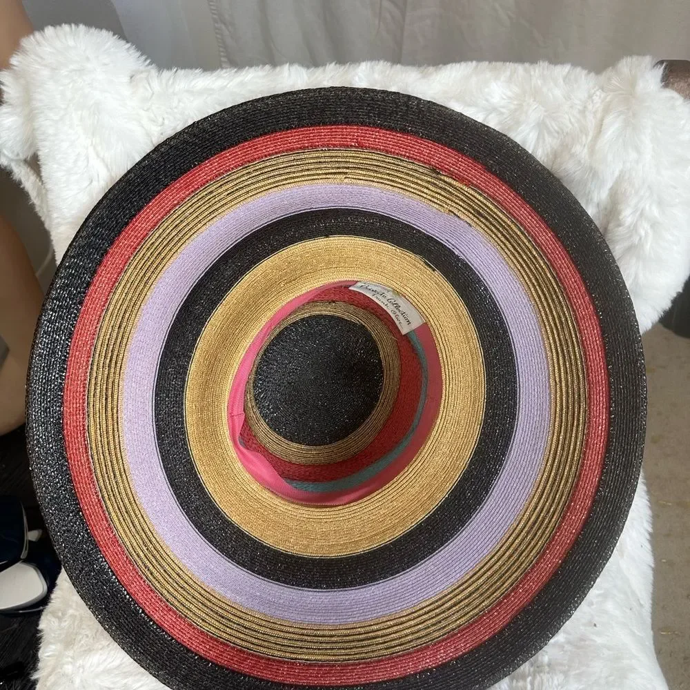 Frank Olive Private Collection vintage 1970’s colorful wide brim straw hat - Picture 4 of 6